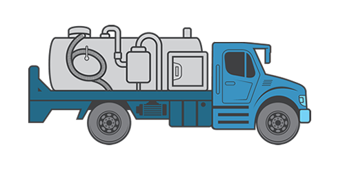 Service technician cleaning and pumping out a portable restroom